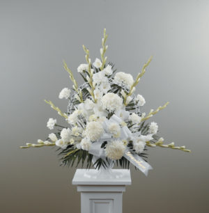 Dignity in White Pedestal Arrangement